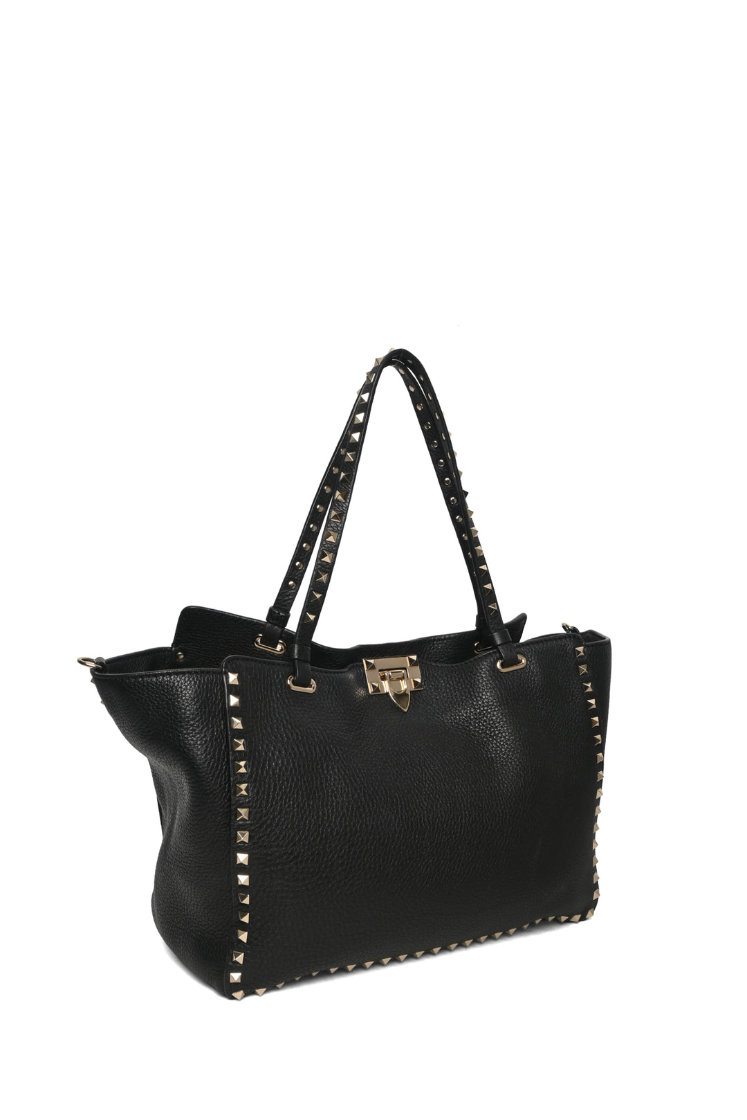 Valentino Rockstud Grained Calfskin Pebbled Leather Tote