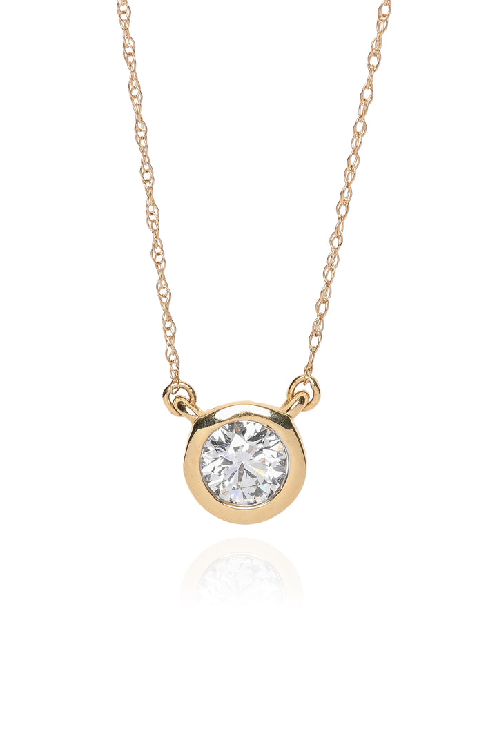 FiEMMA 0.50ct Lab Grown Round Bezel Set Diamond Solitaire Necklace