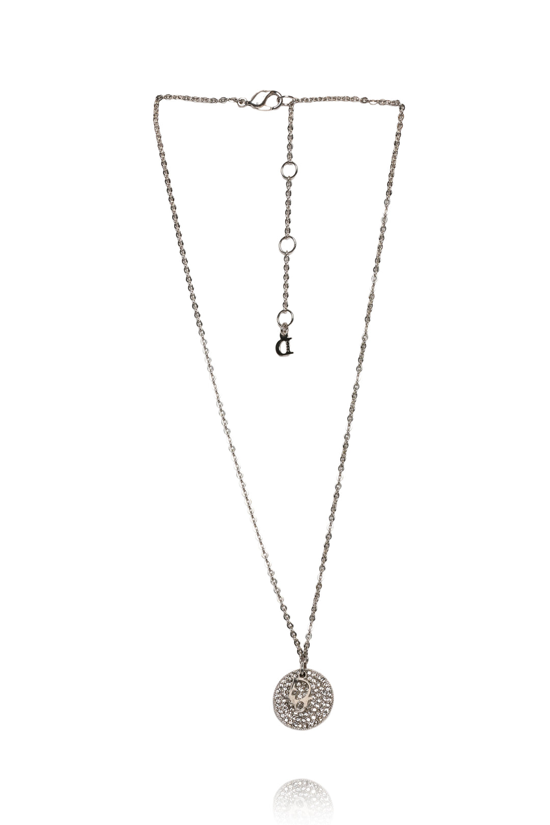 Dior Crystal Circle Logo Pendant Necklace