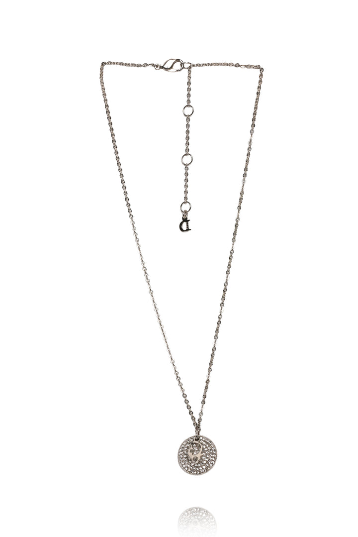 Dior Crystal Circle Logo Pendant Necklace