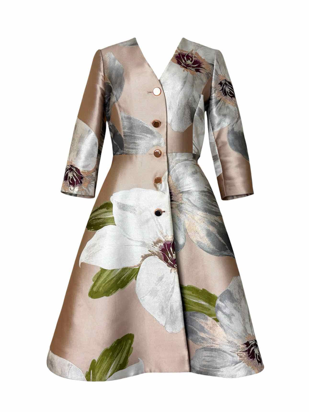 Ted Baker Size 2 Metallic Floral Coat