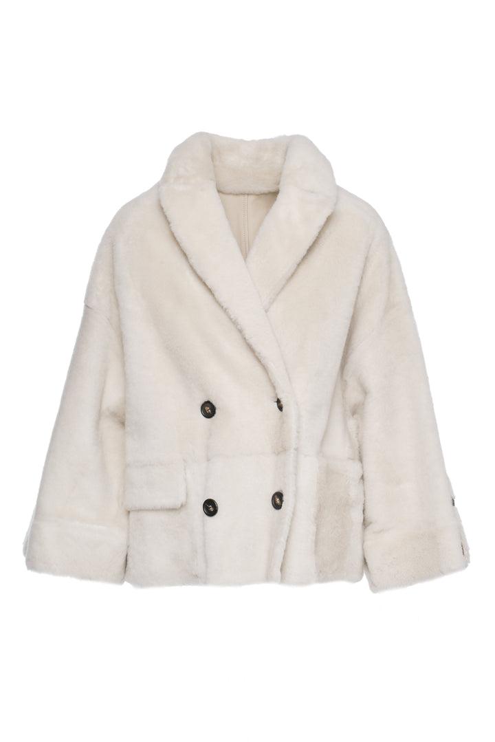 Brunello Cucinelli Size 0 Reversible Shearling Double Breasted Jacket