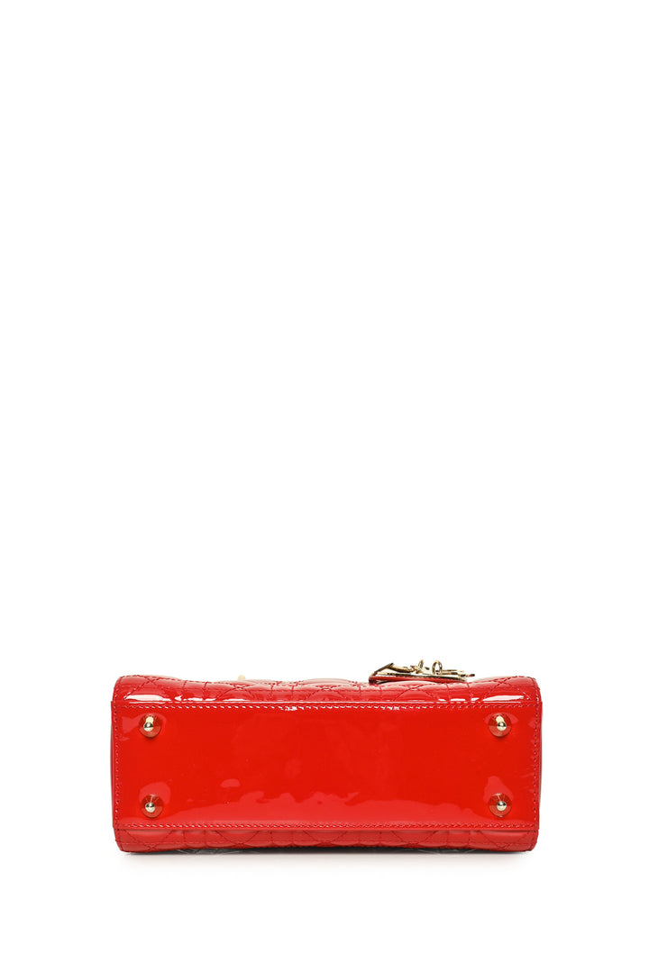 Dior 2019 Quilted Cannage Patent Leather Small Lady Dior Bag