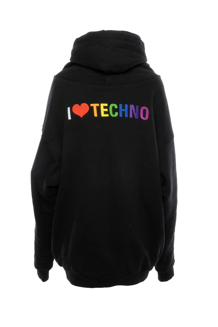 Balenciaga Size XS 2018 Embroidered "I Love Techno" Oversized Sweatshirt