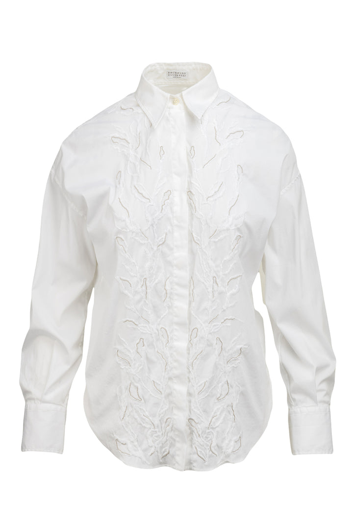 Brunello Cucinelli Size S Embroidered & Monili Blouse