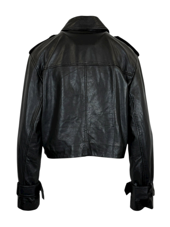 All Saints Size S Hendry Crop Leather Trench Coat