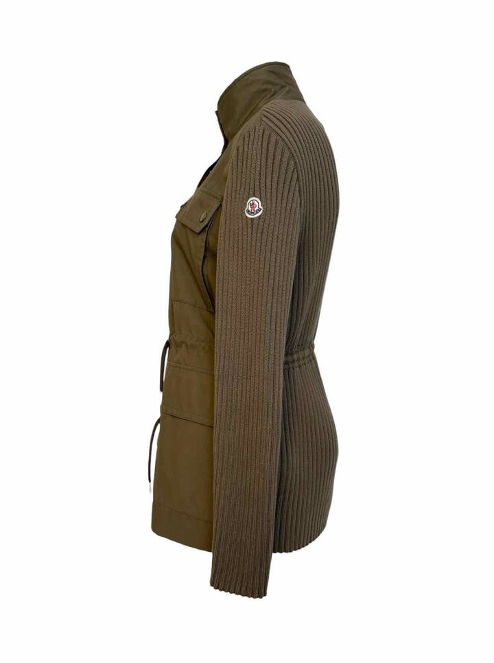 Moncler Size M  Hybrid Knit-Sleeve Cotton Twill Jacket
