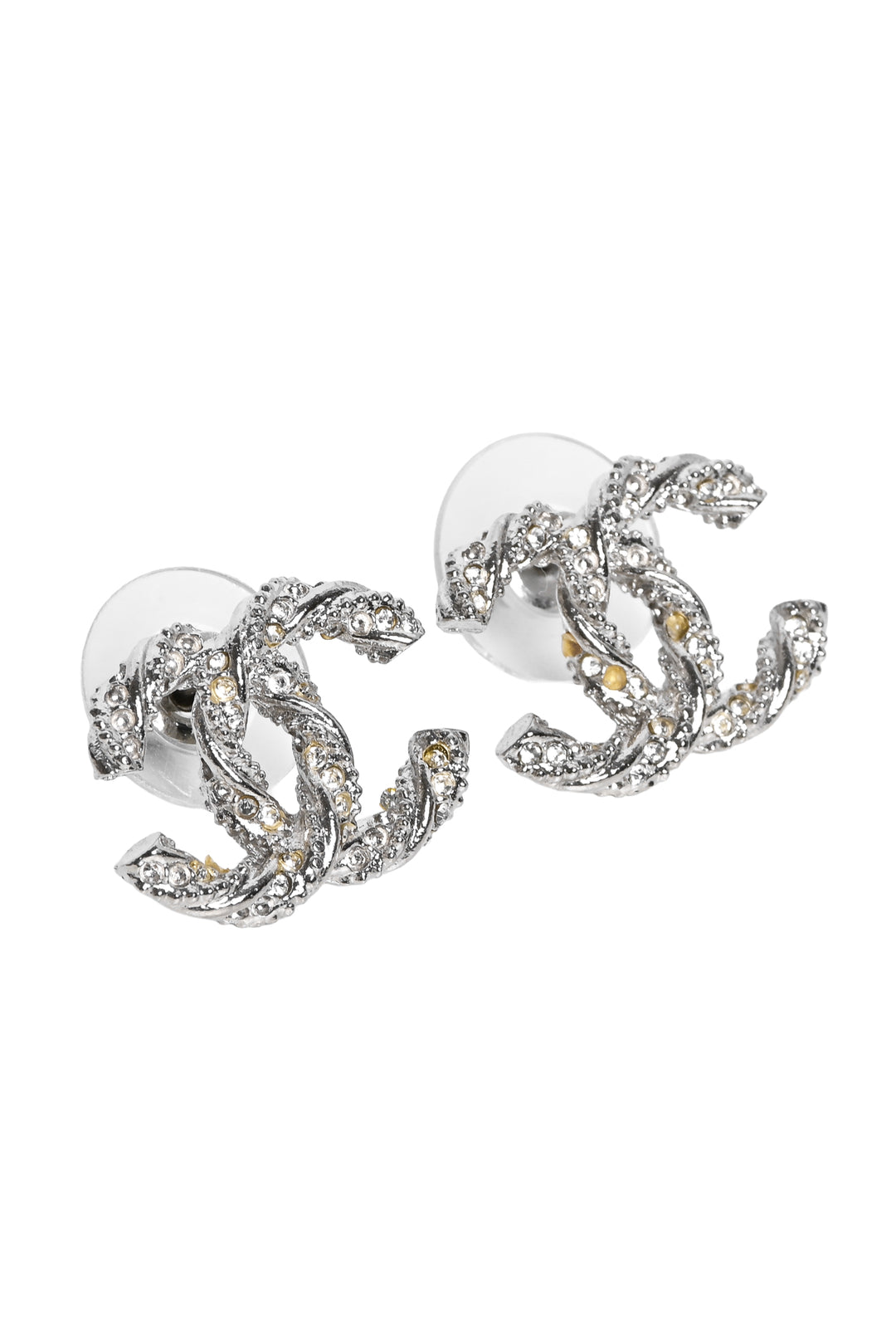 Chanel 2014 Crystal Twisted CC Earrings