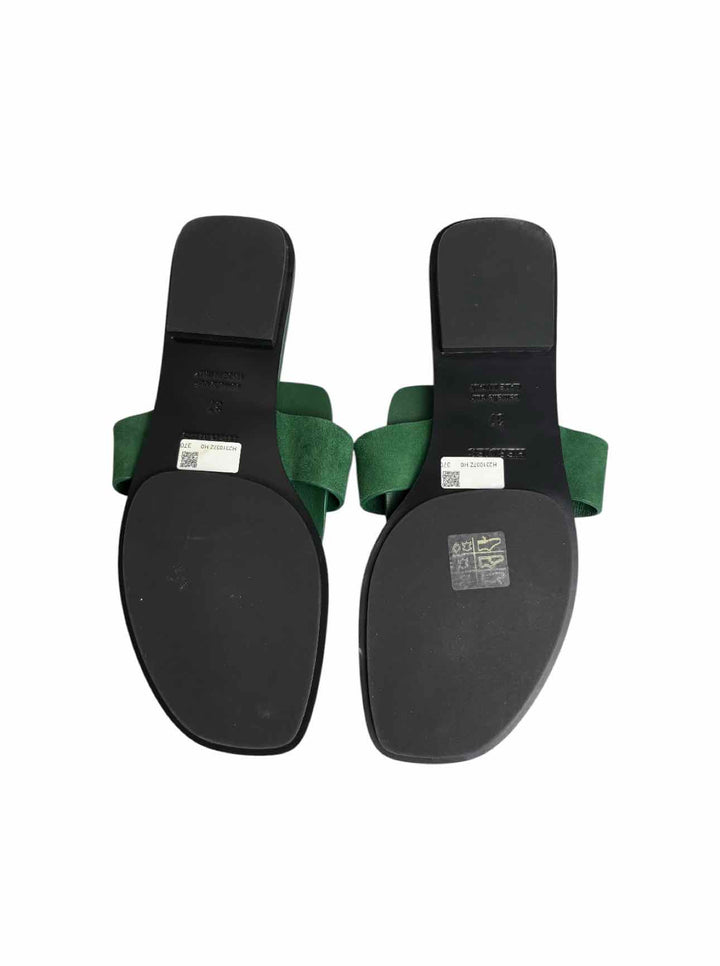 Hermes Size 37 Gallery Leather Logo Sandals