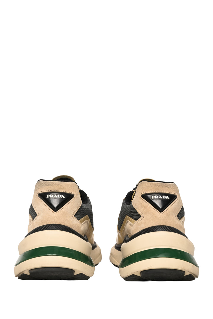 Prada Mens Shoe Size 8 Systeme Brushed Leather Sneakers