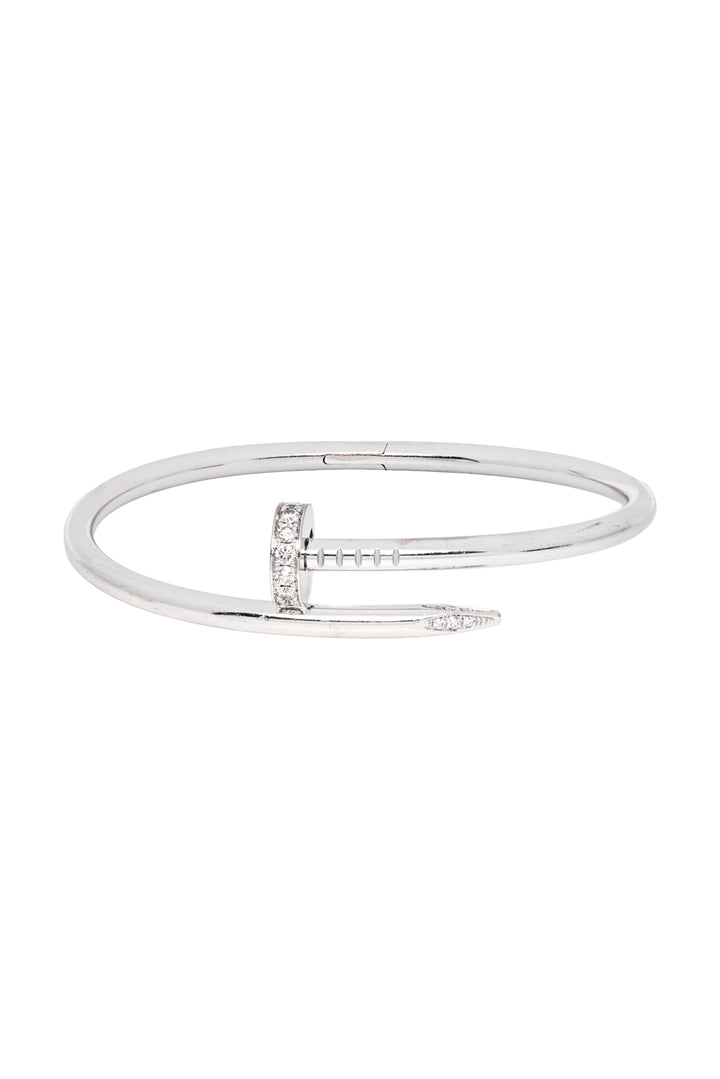Cartier Size 17 2013 18K White Gold Juste Un Clou Diamond Bracelet