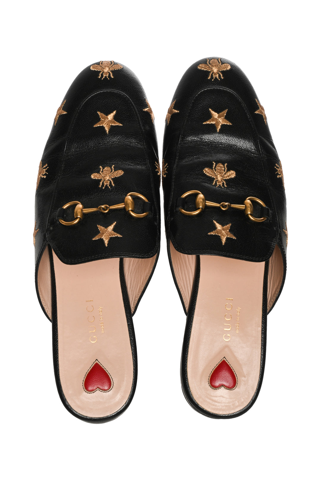 Gucci Size 37.5 Bee Star Embroidered Princetown Slippers