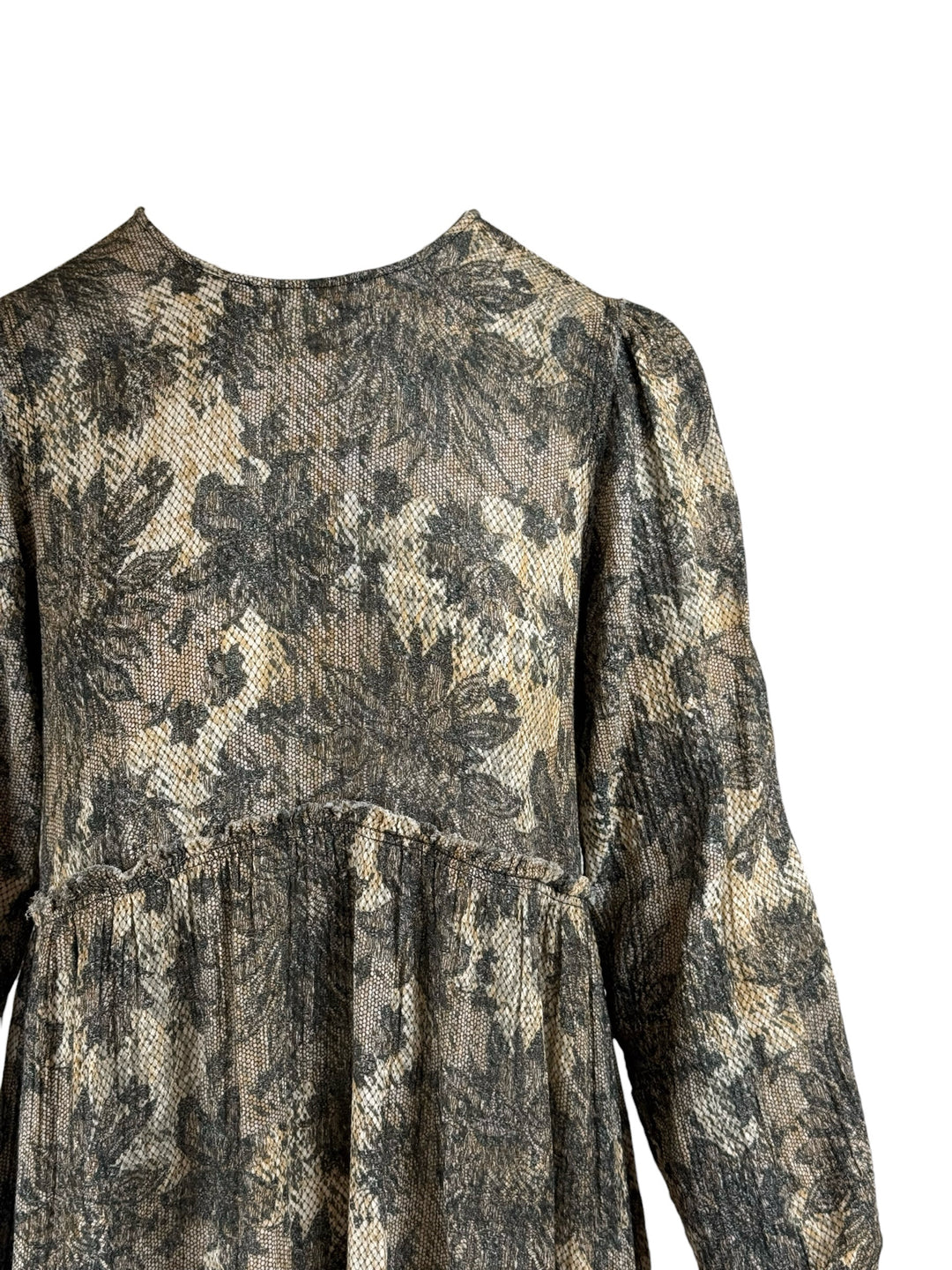 R13 Size S Long Sleeve Shredded Relaxed Midi Dress