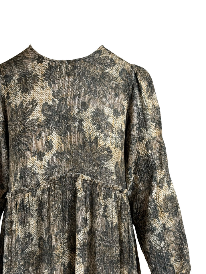 R13 Size S Long Sleeve Shredded Relaxed Midi Dress