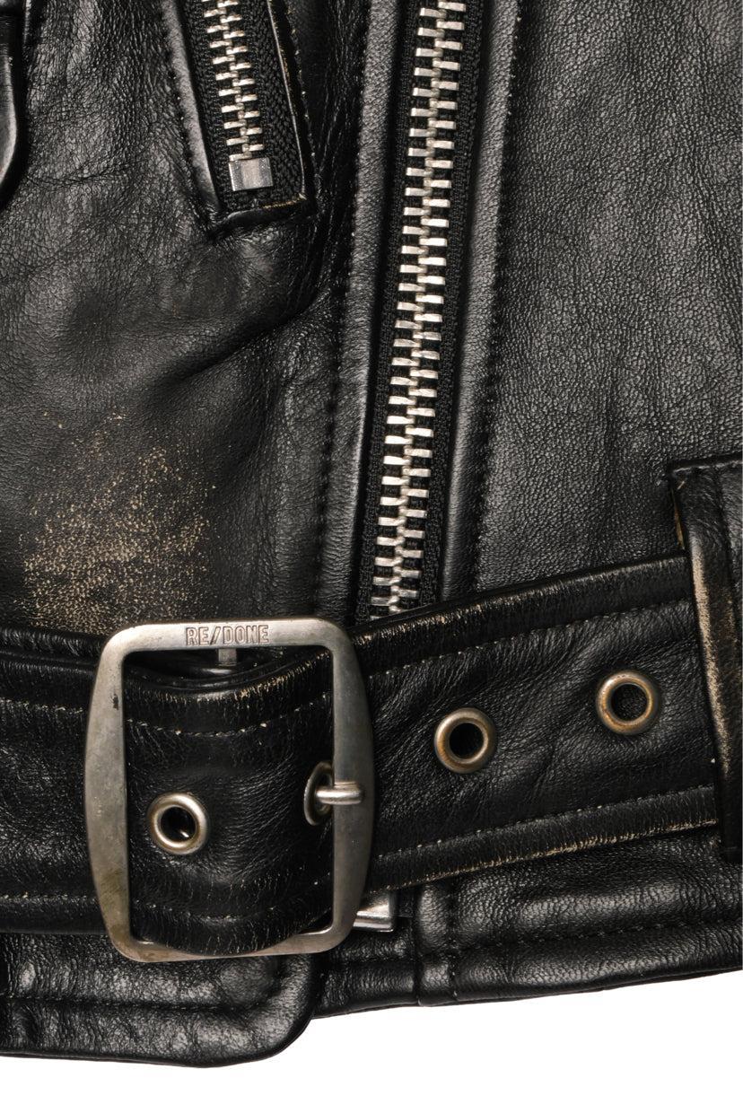 Re/Done Size XS Distressed Leather Moto Cropped Jacket