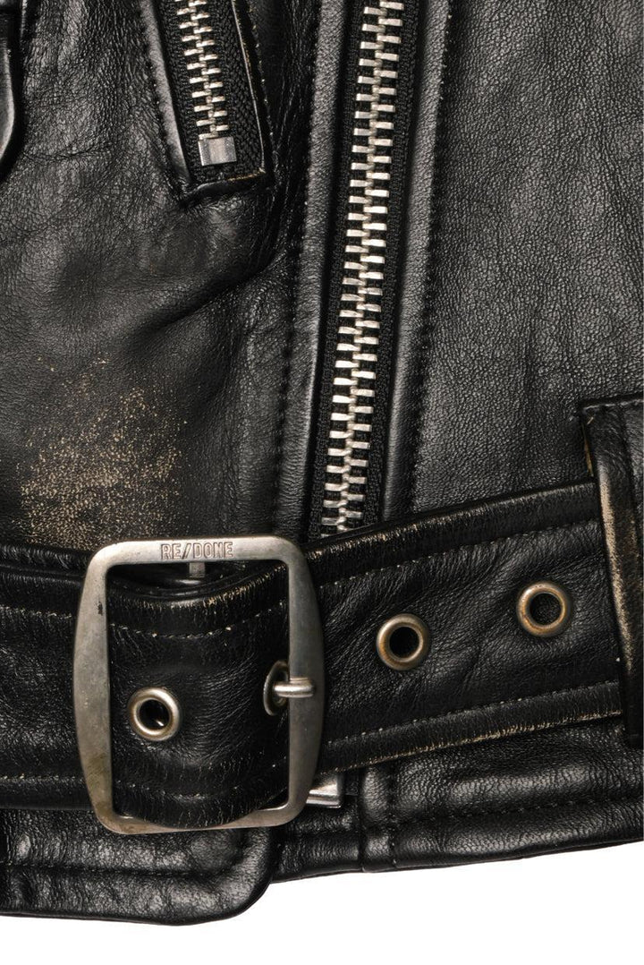 Re/Done Size XS Distressed Leather Moto Cropped Jacket