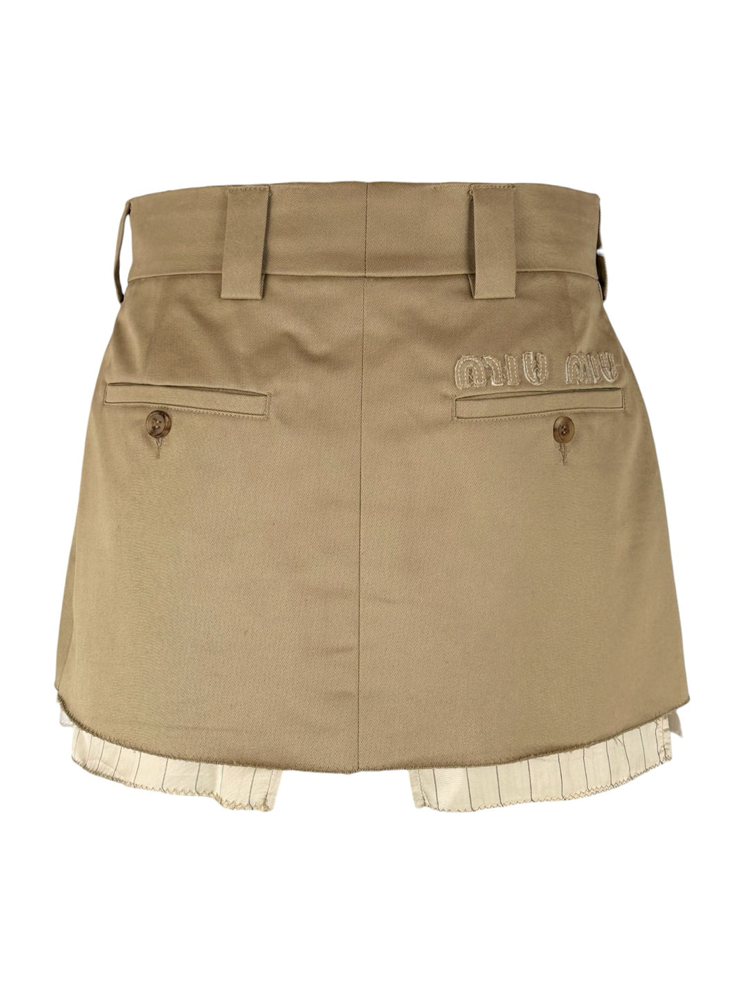 Miu Miu Size 36 2022 Embroidered Logo Pleated Chino Mini Skirt