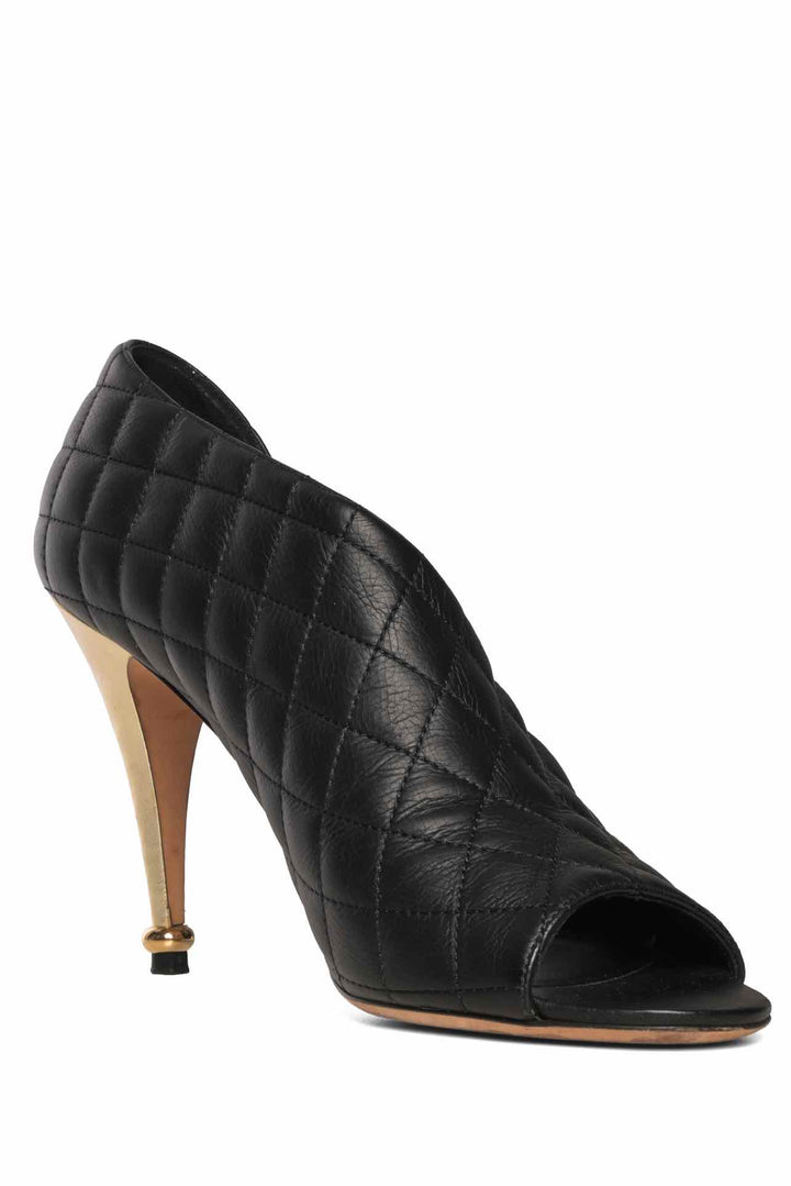 Chanel Size 39.5 D'Orsay Quilted Open Toe Pumps