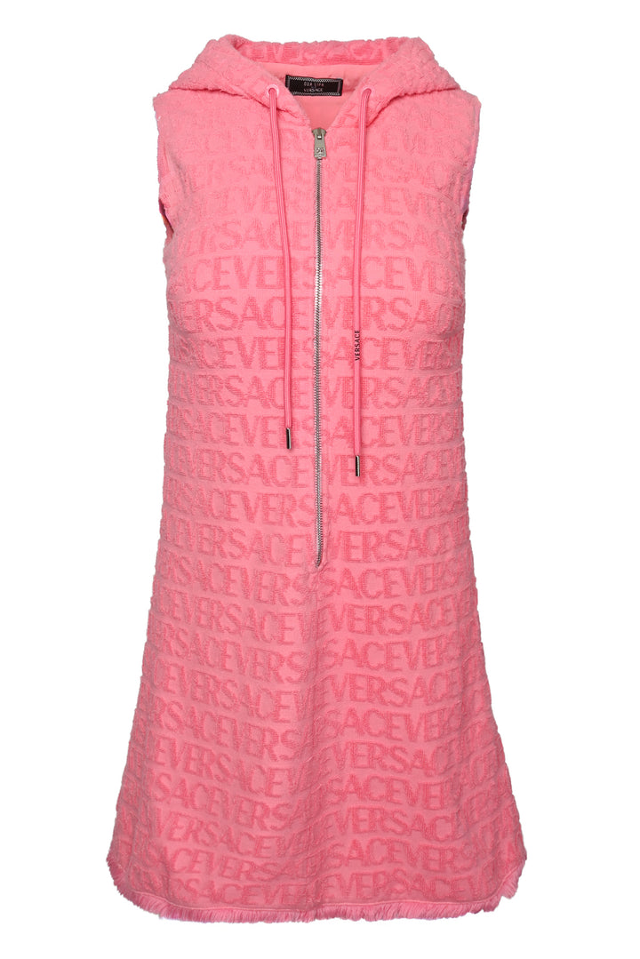 Versace x Dua Lipa Size 2 All Over Logo Hooded Dress