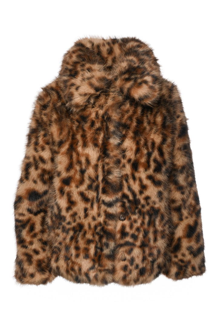 Zadig & Voltaire Size S Finito Leopard Print Faux Fur Coat