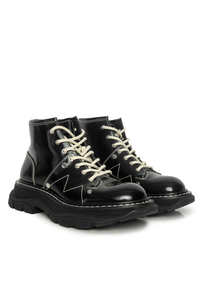 Alexander Mcqueen Size 36 Contrast Stitch Combat Boots