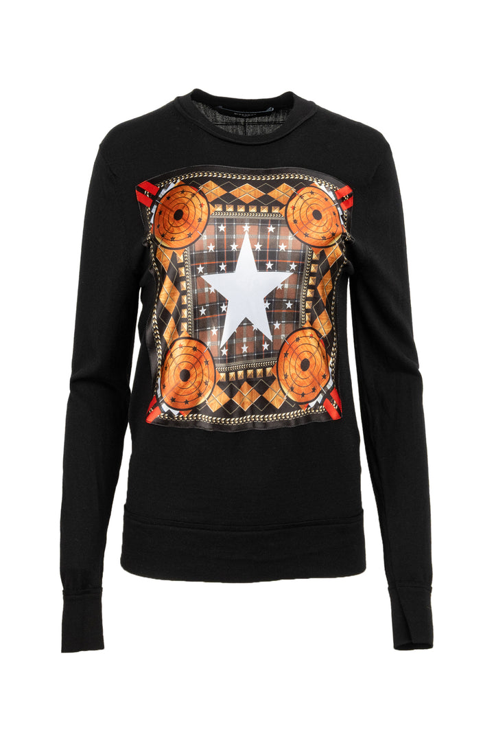 Givenchy Size S Star & Target Print Lightweight Sweater