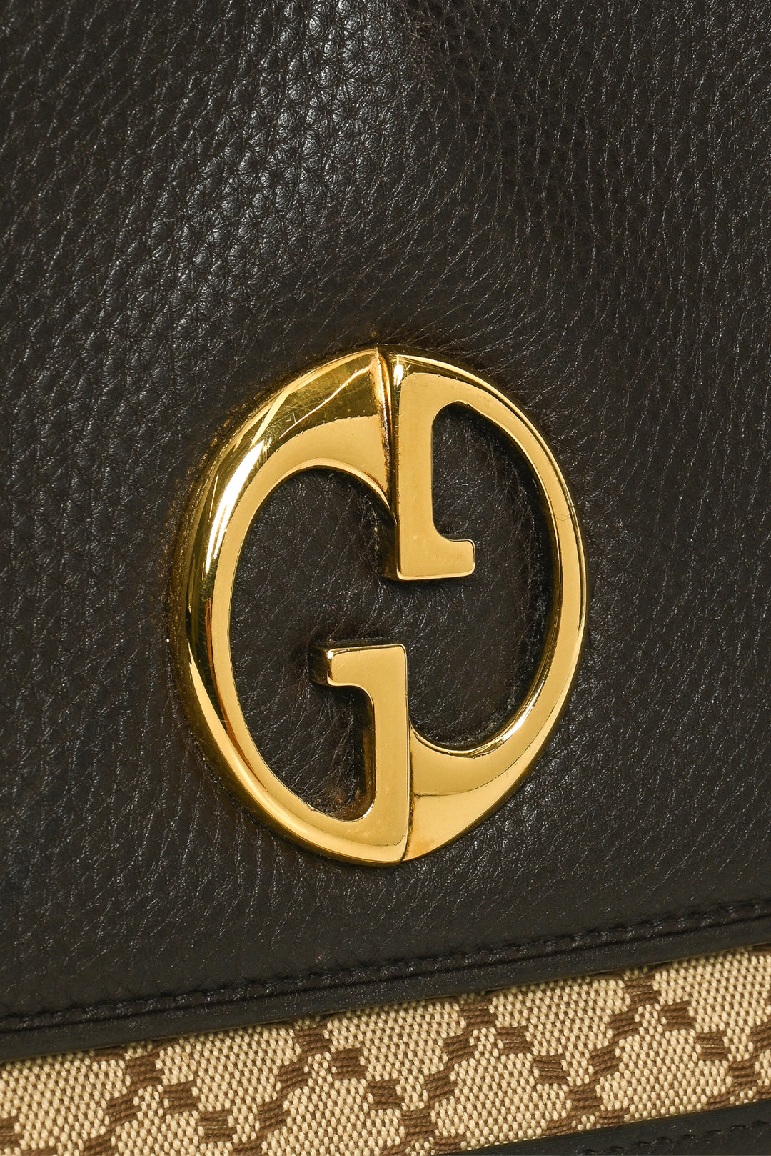 Gucci Leather & Diamante Canvas 1973 Chain Shoulder Bag
