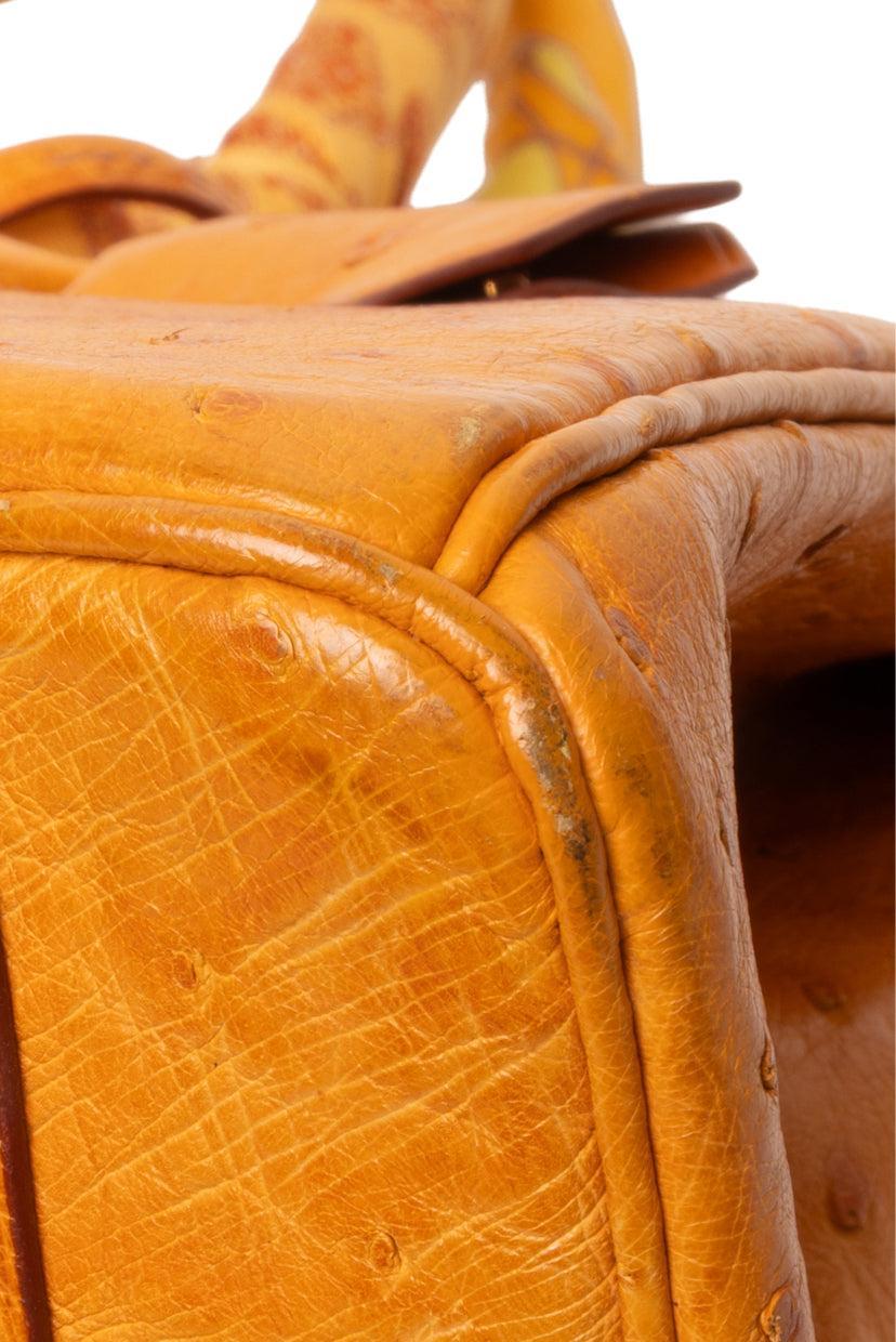 Hermes 1999 Saffron Ostrich Leather Birkin 30