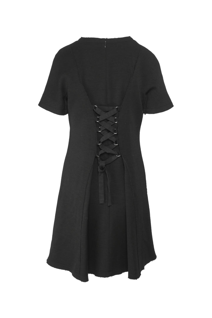 Proenza Schouler Size 8 Lace Up Back Wool-Blend Mini Dress
