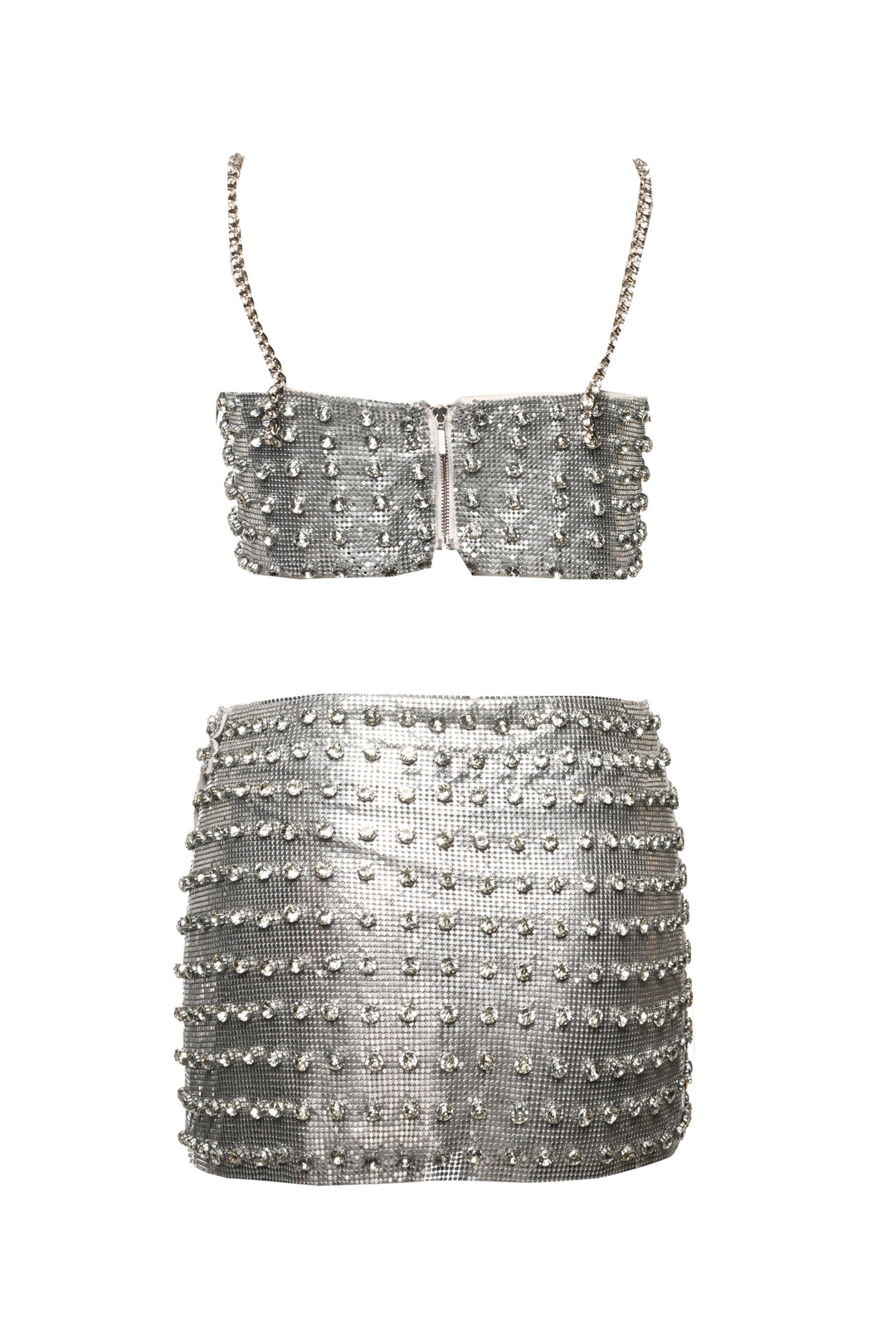 Retrofete Size XS/S Embellished Chainmail Kauren Top & Deandra Skirt Set