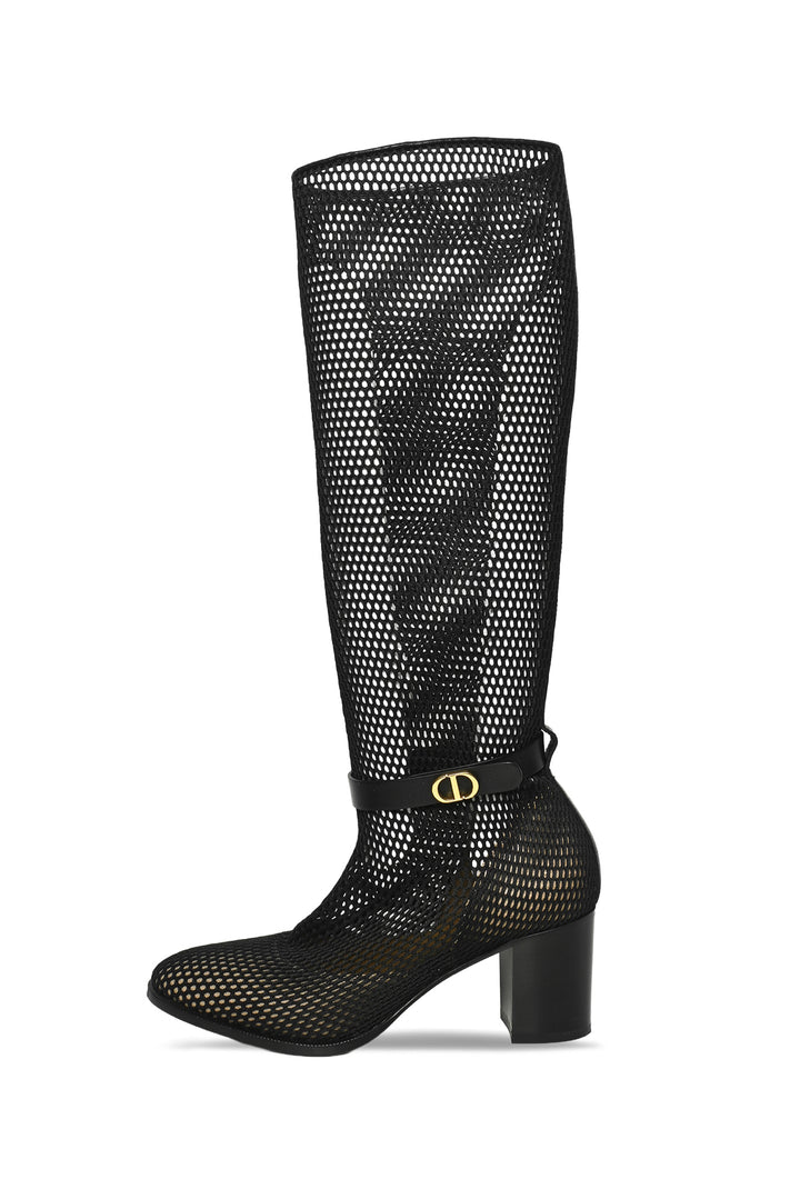 Dior Size 37.5 Empreinte Mesh Knee Heigh Boots