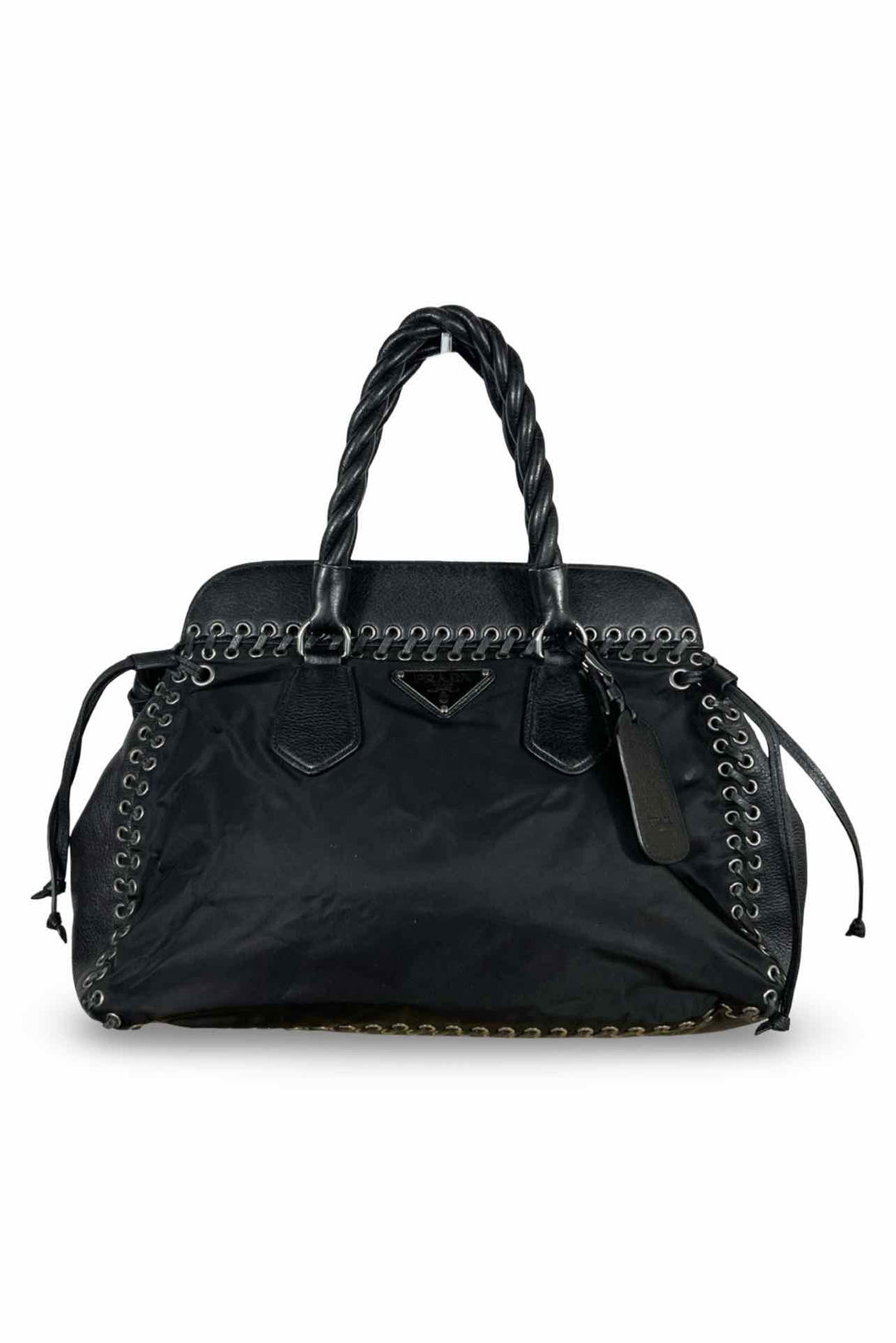 Prada Whipstitch Nylon Top Handle Bag