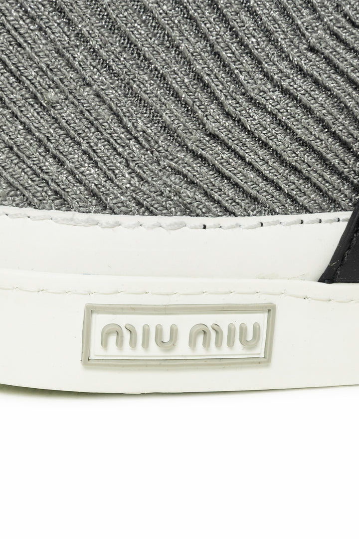 Miu Miu Size 35 Fabric & Crystal Sock Sneaker