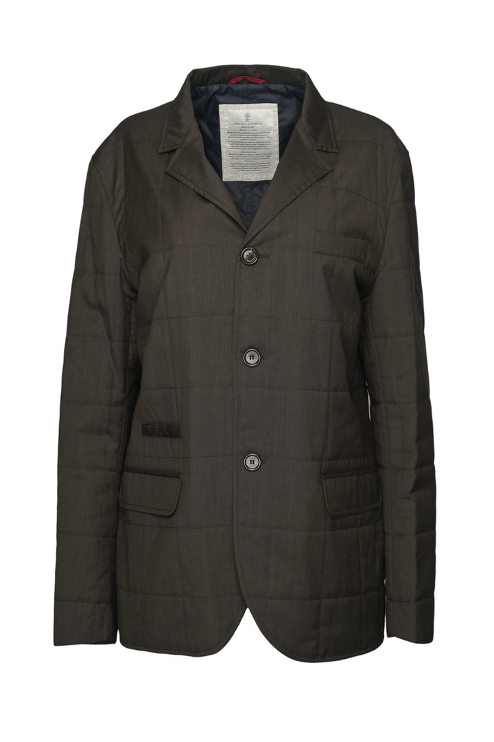 Brunello Cucinelli Size M Men's Wool & Silk Quilted Single Breasted Jacket