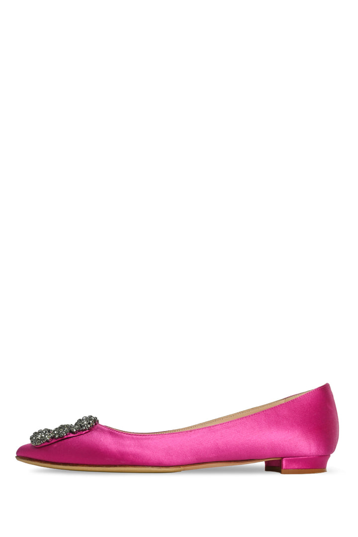 Manolo Blahnik Size 36 Hangisi Satin Jewel Buckle Flats