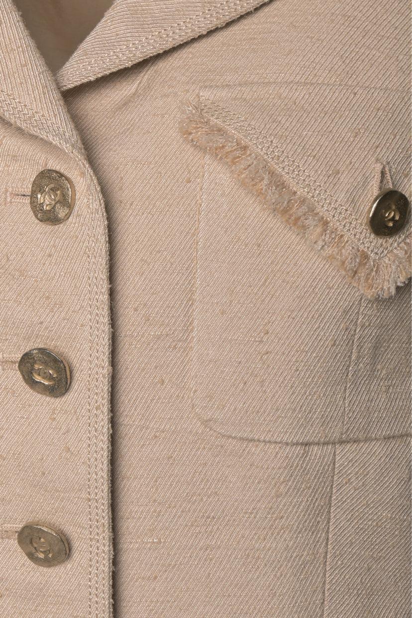 Chanel Size 38 2006 Raw Silk Fringe Trim Jacket