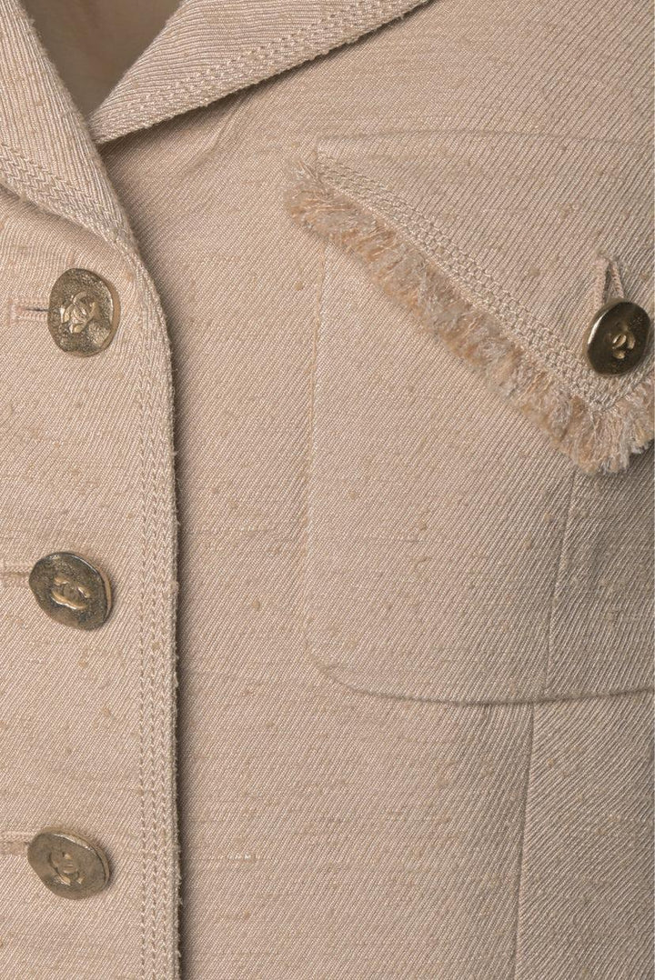 Chanel Size 38 2006 Raw Silk Fringe Trim Jacket