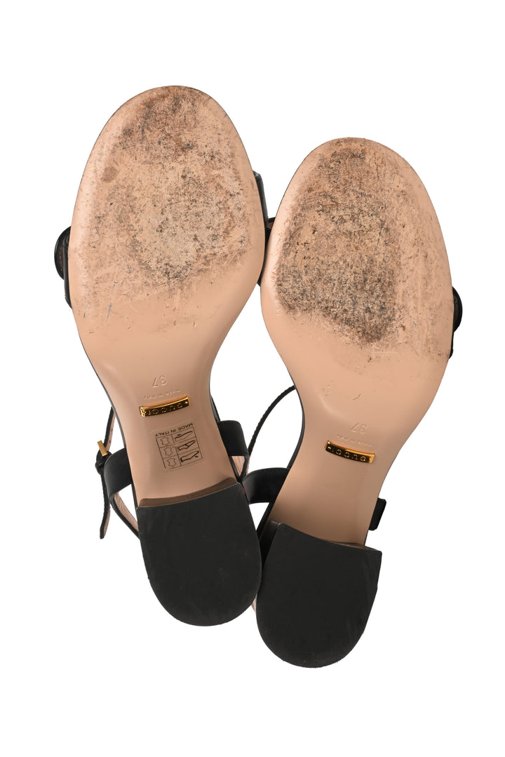 Gucci Size 37 GG Marmont Ankle Wrap Sandals