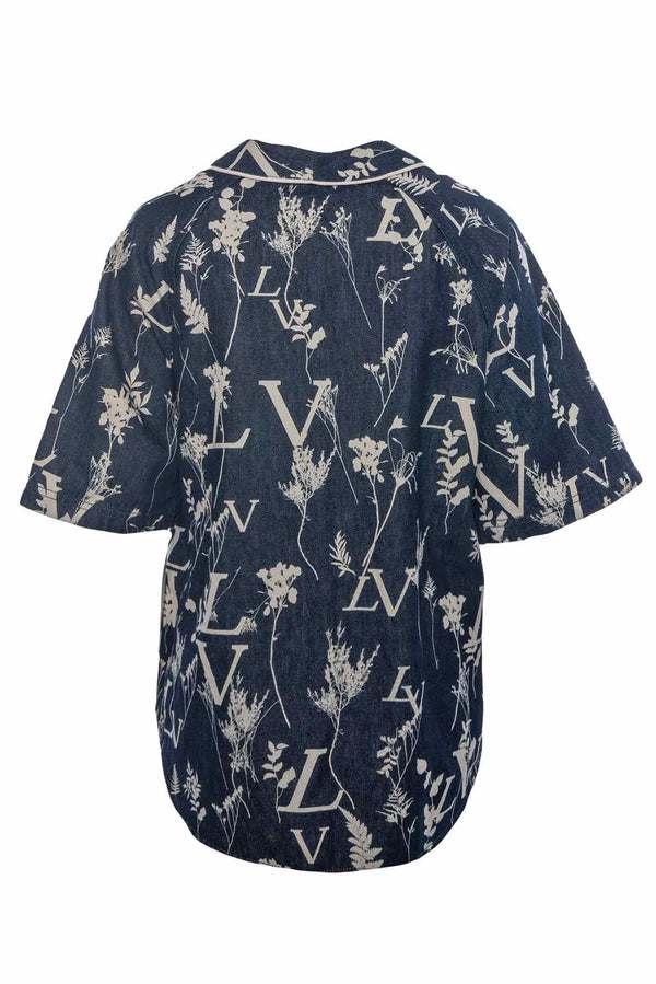 Louis Vuitton Size L Leaf Denim Baseball Shirt