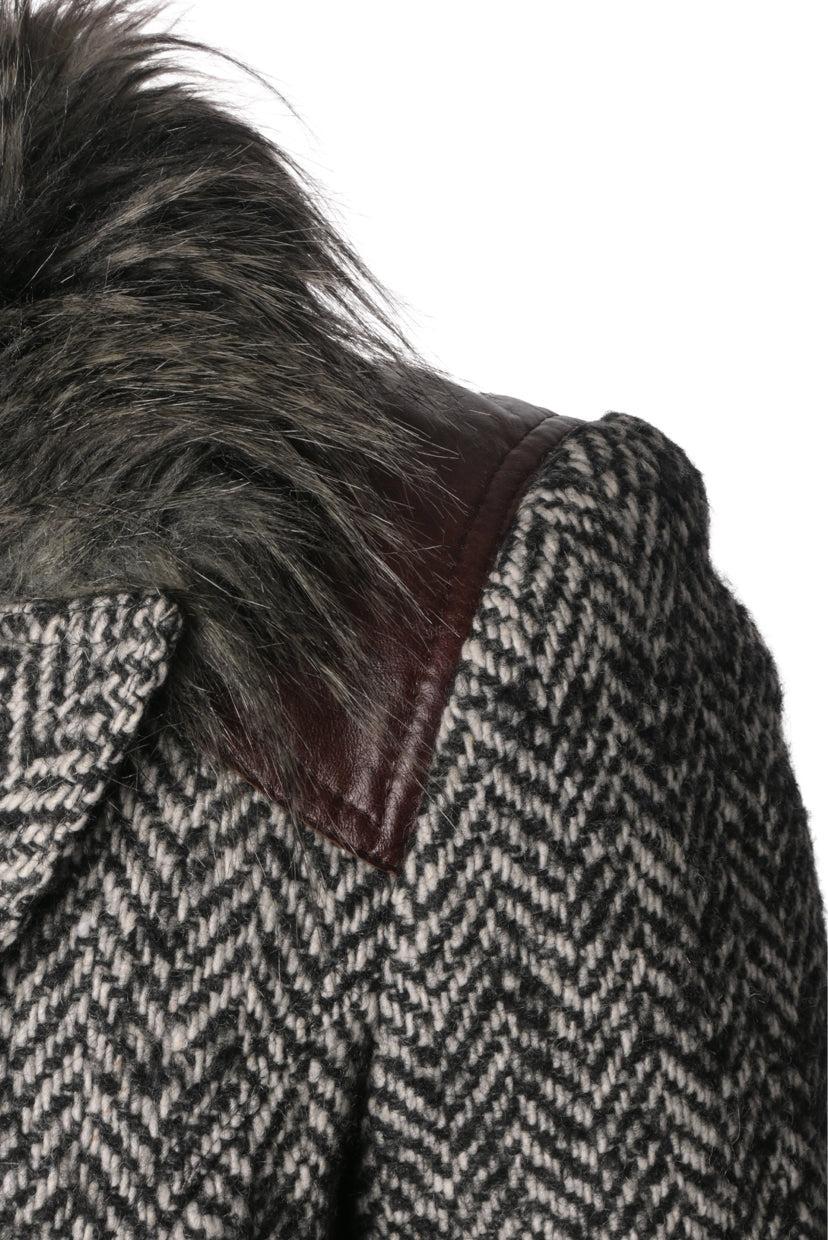 Smythe Size 6 Faux Fur Trimmed Blazer