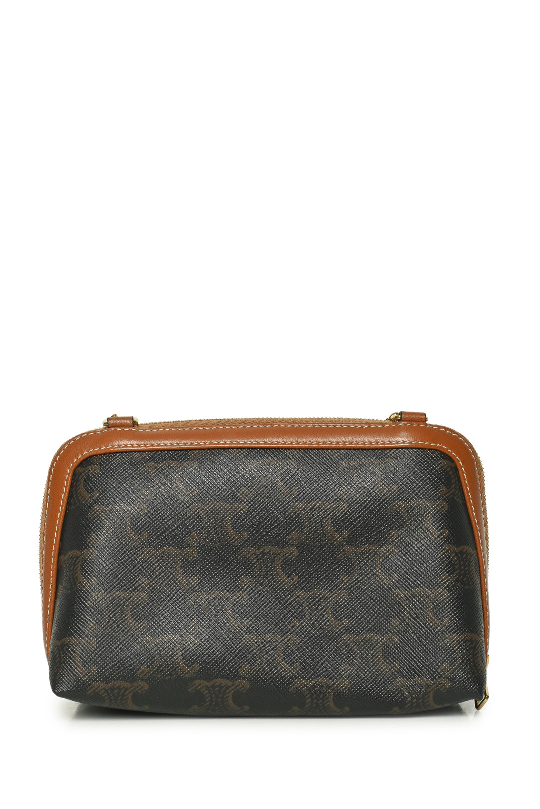 Celine Triomphe Canvas & Lambskin Clutch On Chain Crossbody