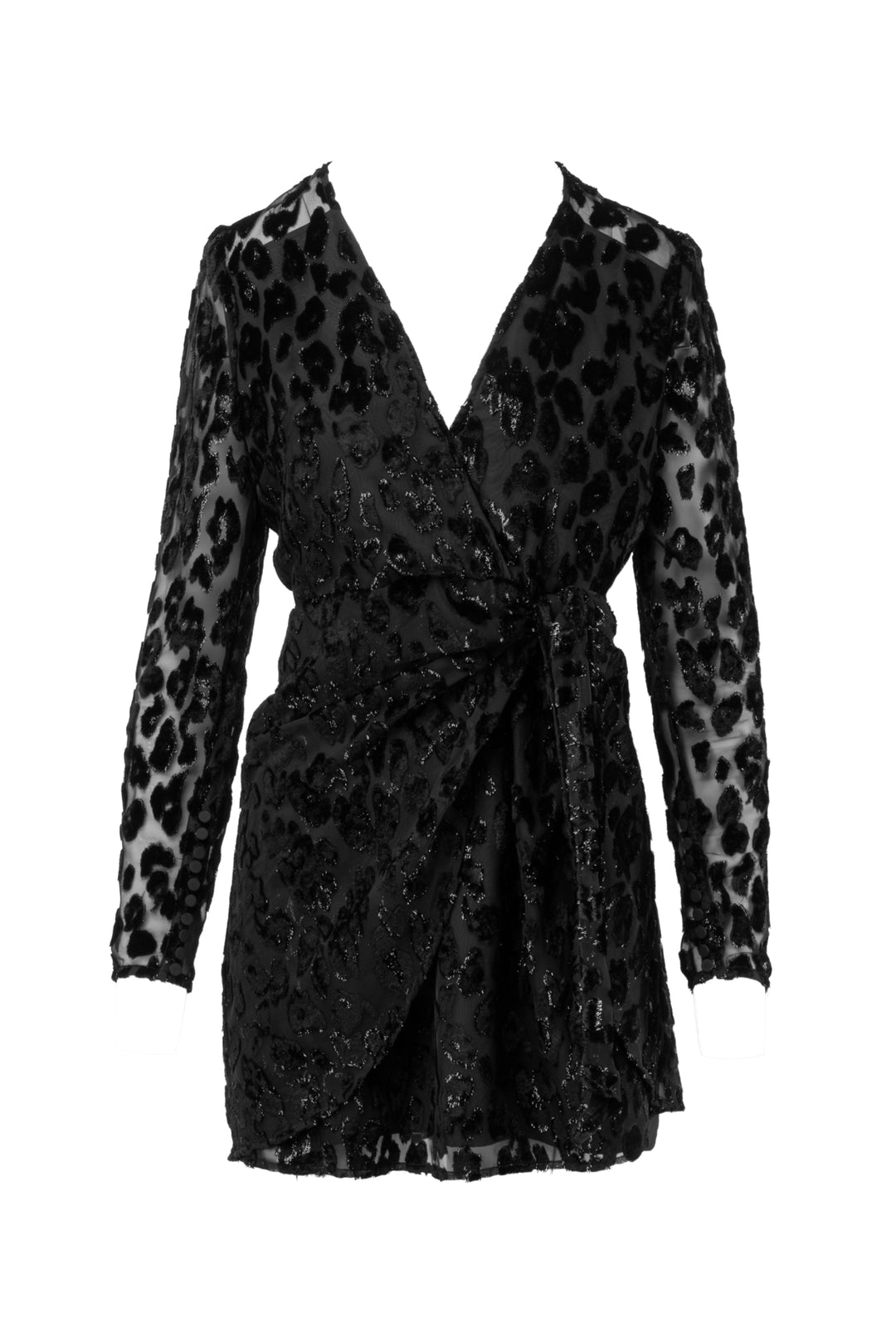 Self Portrait Size 6 Velvet Leopard Print Mini Dress