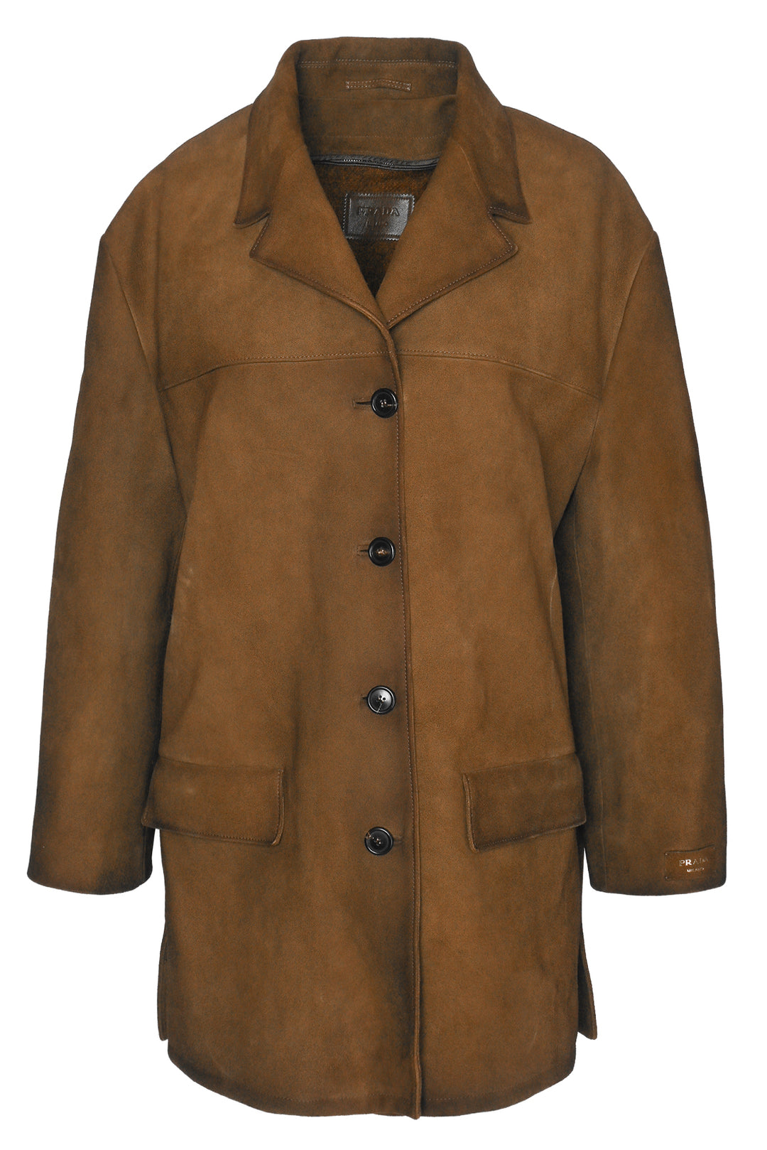 Prada Size 38 2023 Single Breasted Distressed Suede Coat