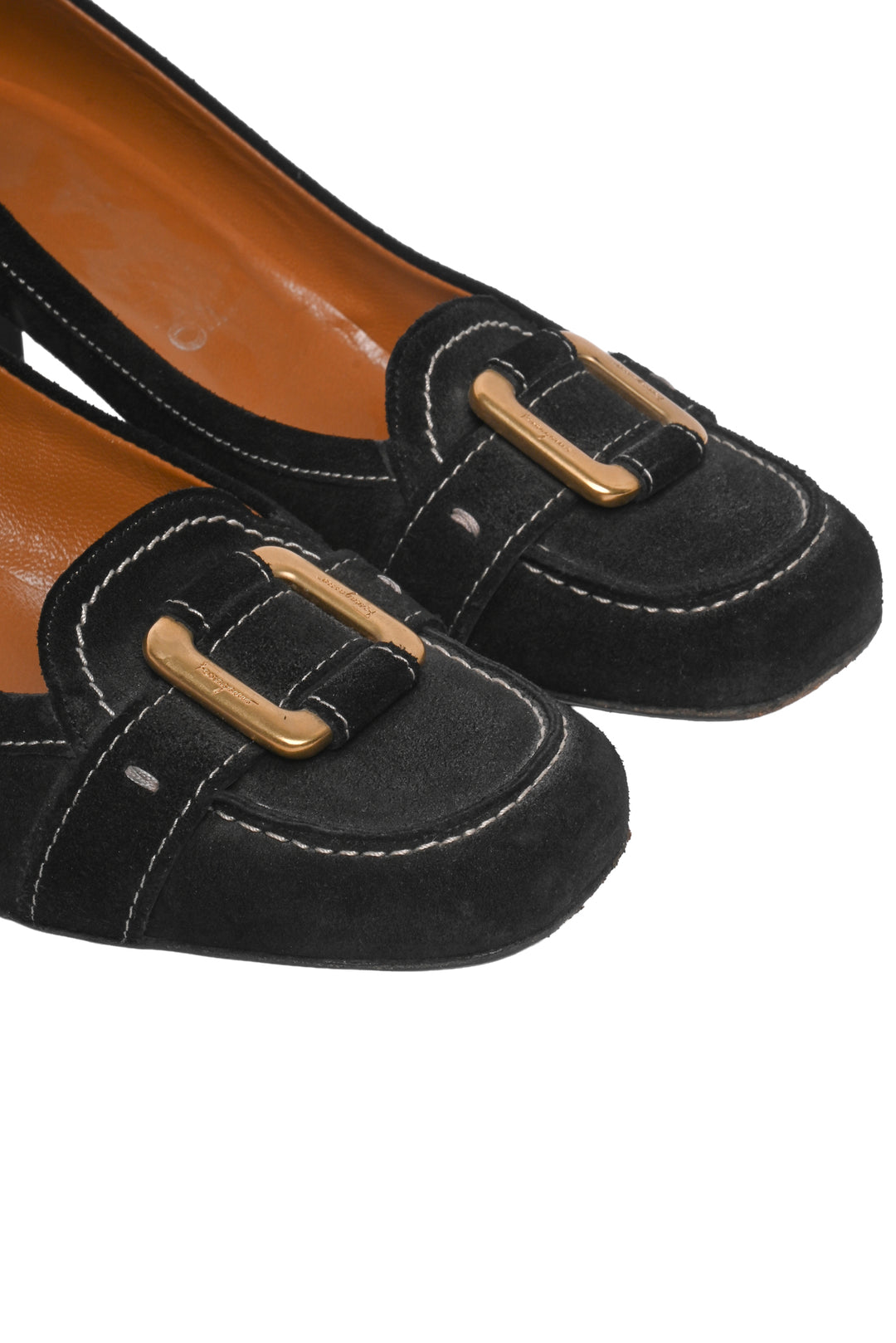 Salvatore Ferragamo Size 7.5 Suede Twist Pumps