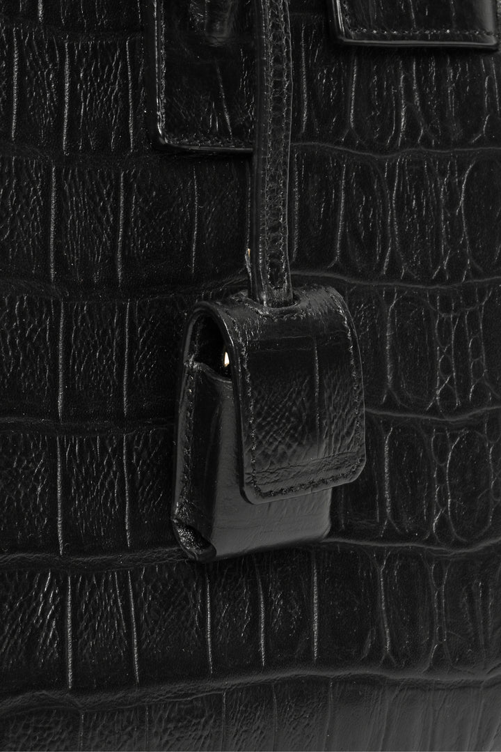 Saint Laurent 2015 Croc Embossed Baby Sac De Jour Tote