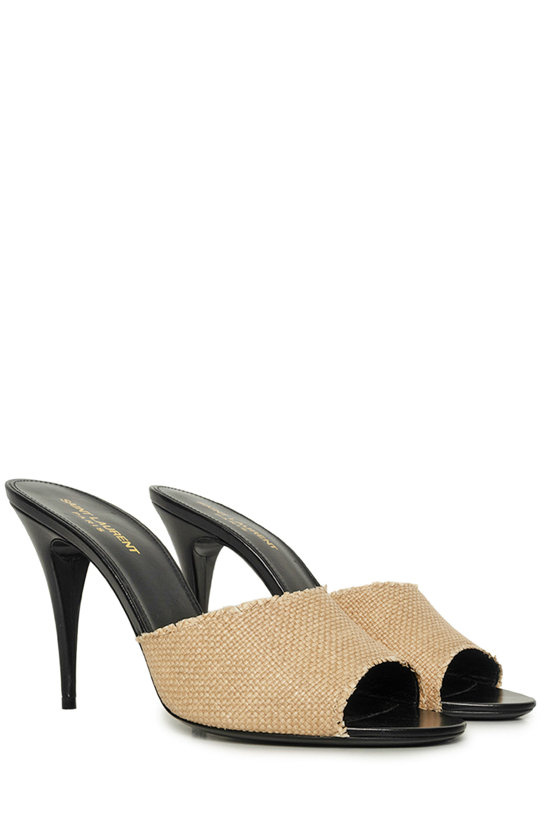 Saint Laurent Size 40 Raffia Calfskin La 16 95 Mule Sandals