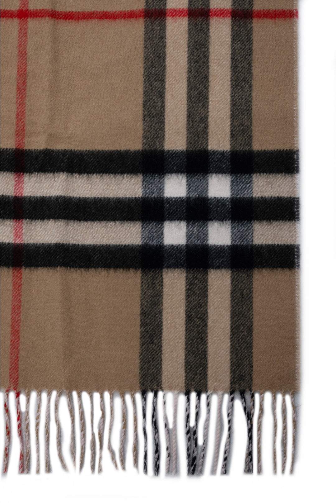 Burberry Cashmere Fringe Check Scarf