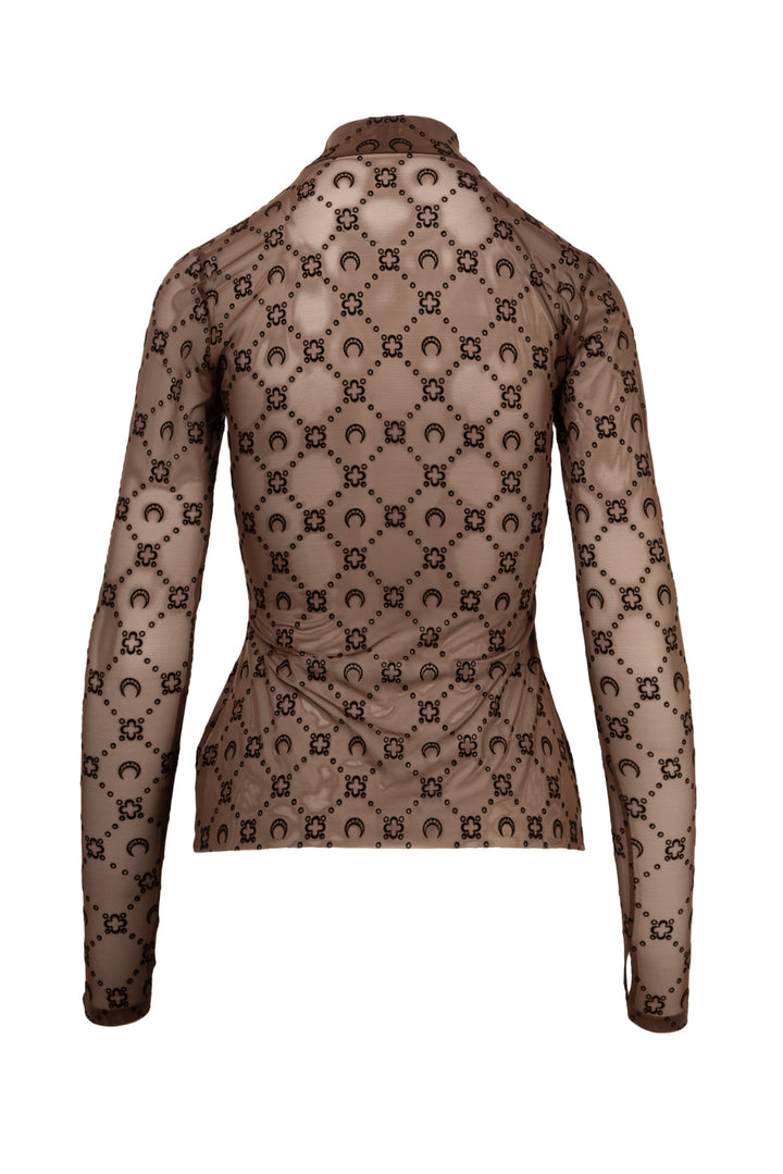 Marine Serre Size L Moonogram Mesh Flock Second Skin Highneck Tops