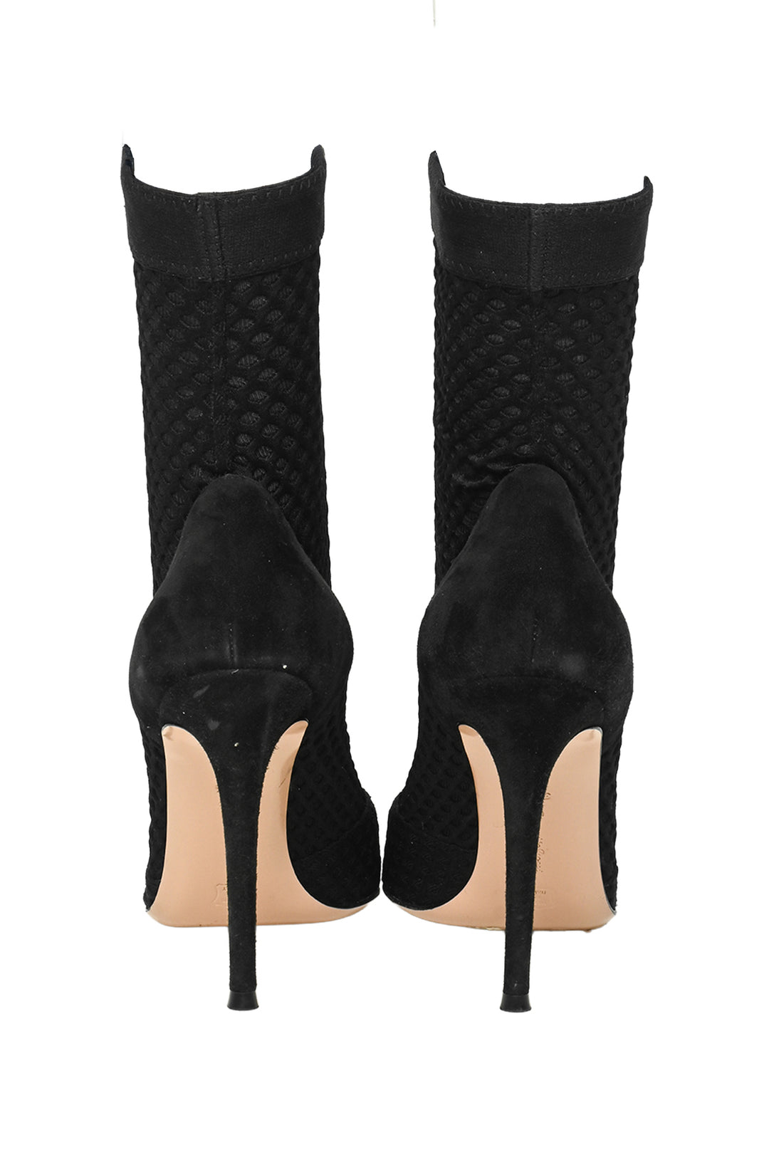 Gianvito Rossi Size 38.5 Mesh & Suede Knit Sock Ankle Boots
