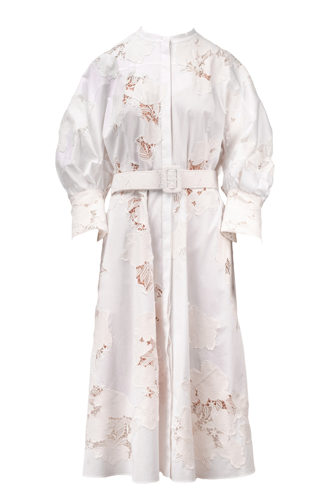 Oscar De La Renta Size 16 Floral Eyelet Belted Maxi Dress